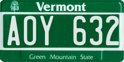 VT license plate AOY632