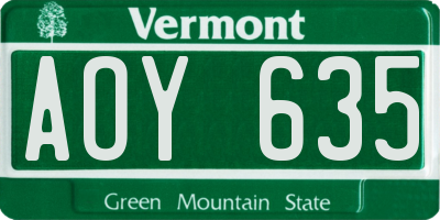 VT license plate AOY635