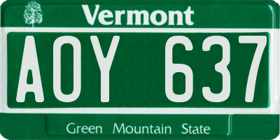 VT license plate AOY637