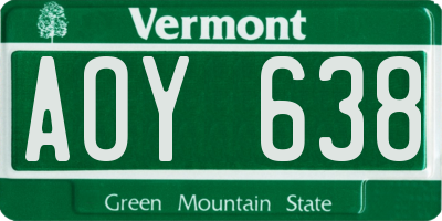 VT license plate AOY638