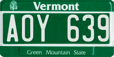 VT license plate AOY639