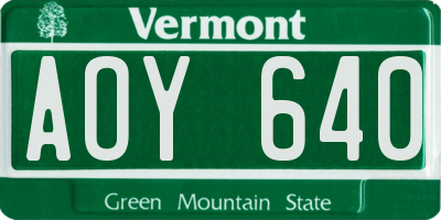 VT license plate AOY640