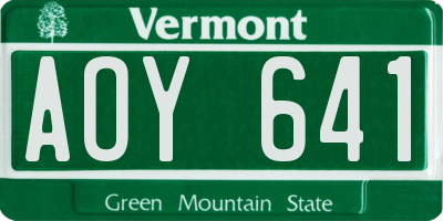 VT license plate AOY641