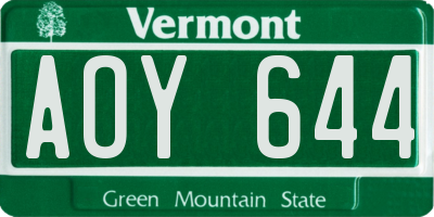 VT license plate AOY644