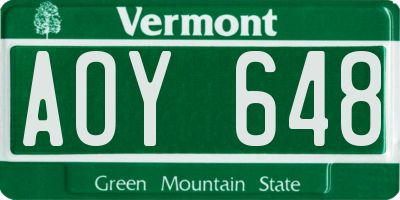 VT license plate AOY648