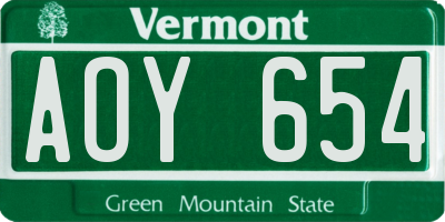 VT license plate AOY654