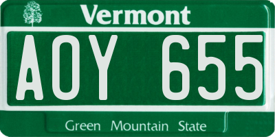 VT license plate AOY655