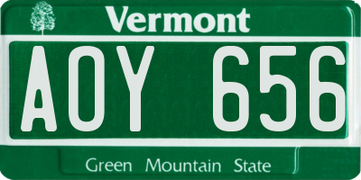 VT license plate AOY656