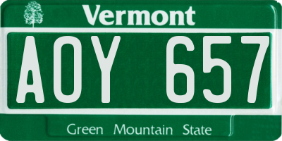 VT license plate AOY657