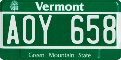VT license plate AOY658