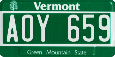 VT license plate AOY659