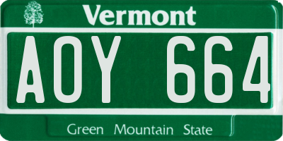 VT license plate AOY664