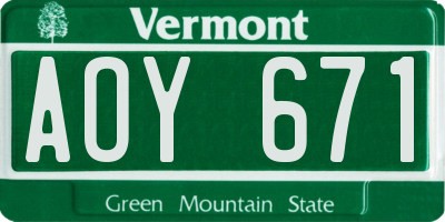 VT license plate AOY671