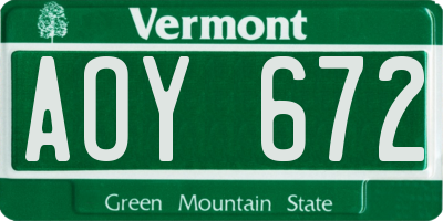 VT license plate AOY672