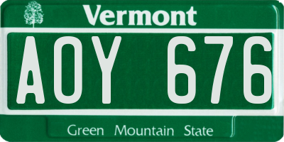 VT license plate AOY676