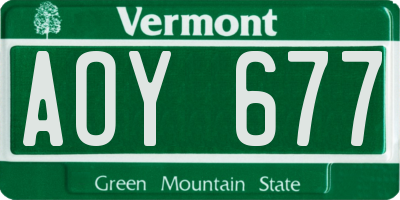 VT license plate AOY677