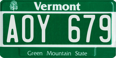 VT license plate AOY679