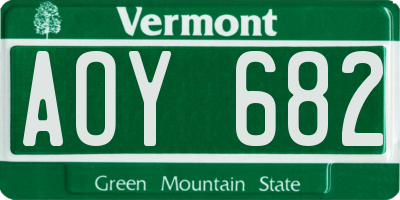 VT license plate AOY682