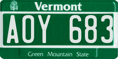 VT license plate AOY683