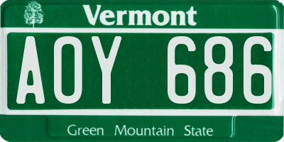 VT license plate AOY686