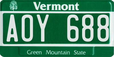 VT license plate AOY688