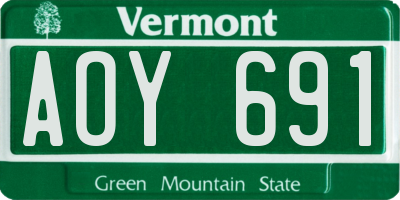 VT license plate AOY691