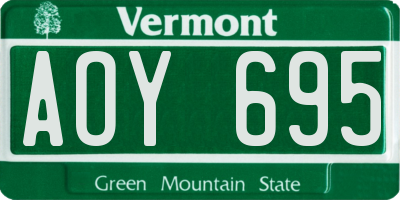 VT license plate AOY695