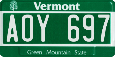 VT license plate AOY697