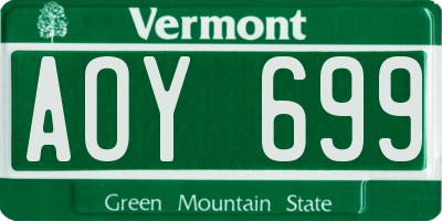 VT license plate AOY699