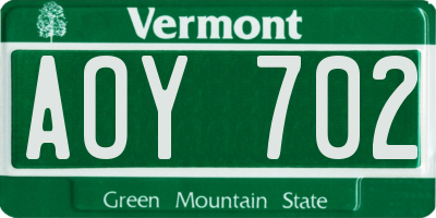 VT license plate AOY702