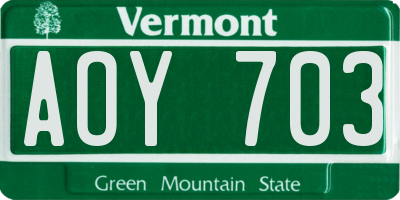 VT license plate AOY703