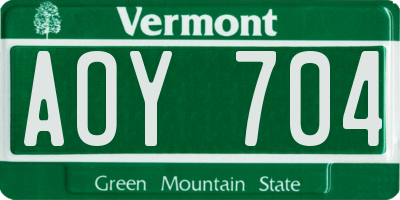 VT license plate AOY704