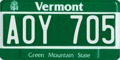 VT license plate AOY705