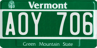 VT license plate AOY706