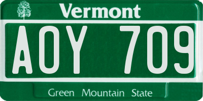 VT license plate AOY709