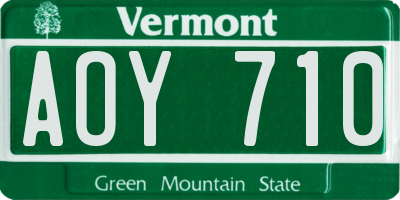 VT license plate AOY710