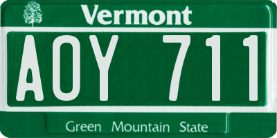 VT license plate AOY711