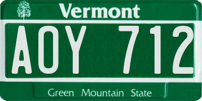 VT license plate AOY712