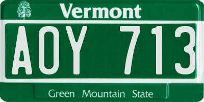 VT license plate AOY713