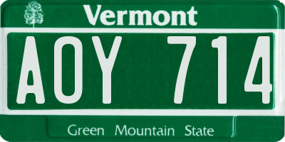 VT license plate AOY714