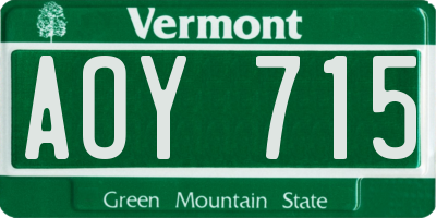 VT license plate AOY715