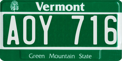 VT license plate AOY716