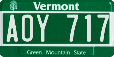 VT license plate AOY717