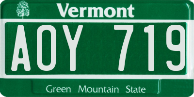 VT license plate AOY719