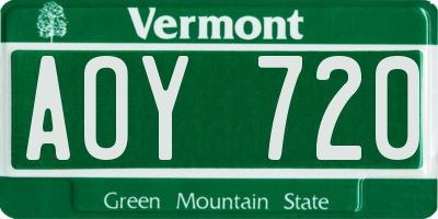 VT license plate AOY720