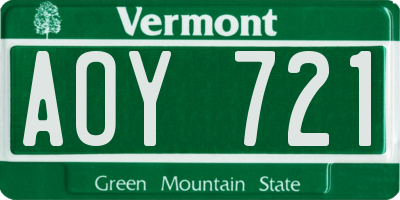 VT license plate AOY721