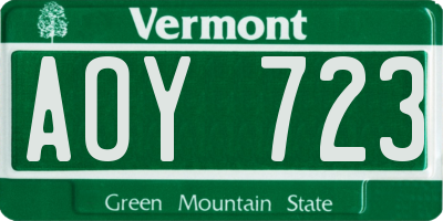 VT license plate AOY723