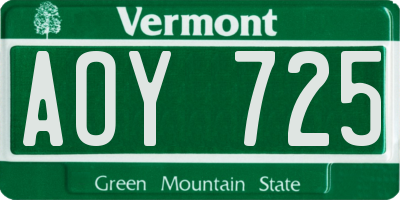 VT license plate AOY725