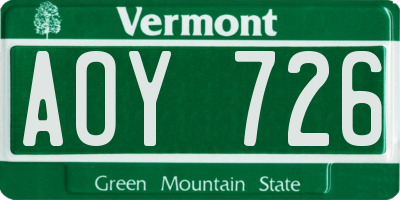VT license plate AOY726