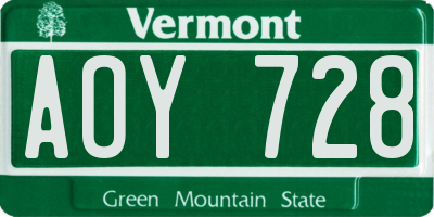 VT license plate AOY728